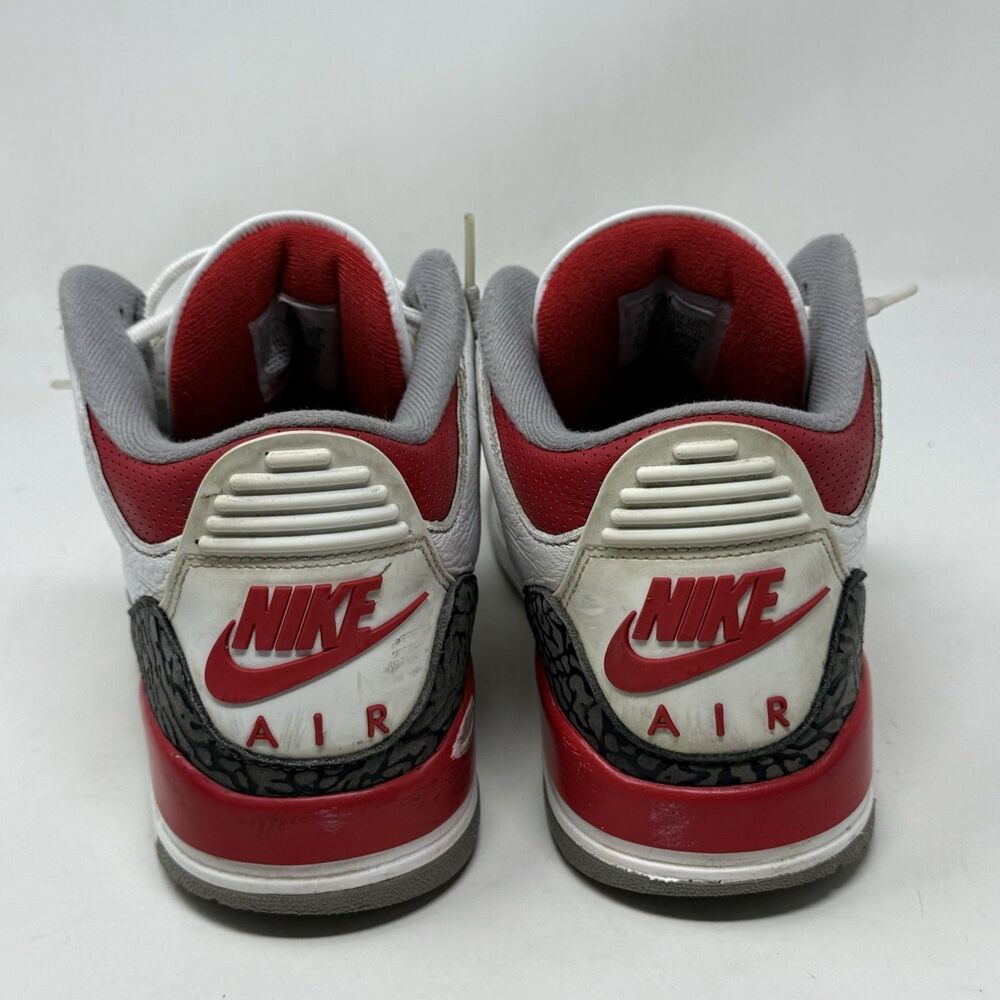 Nike Air Jordan 3 Retro Sneakers Mens 9 Fire Red White Cement Black Shoes - Picture 9 of 16